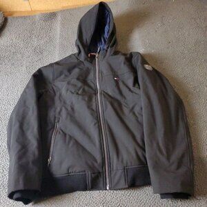 Tommy Hilfiger Hoodie Weather Jacket Mens L Large Black Polyester Blend